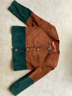 Danier Suede Jacket in Rust/Forest Green